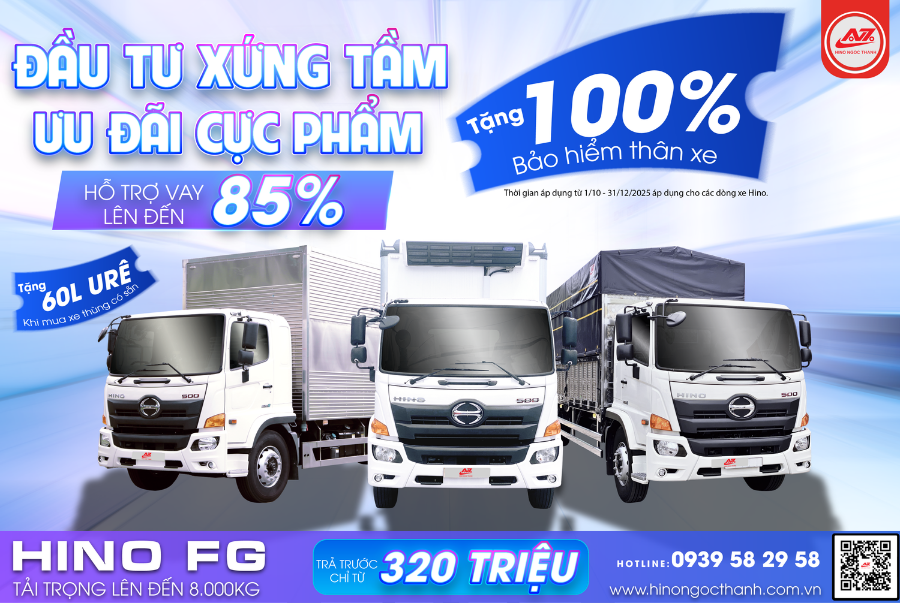 Chọn Hino 500 FG hôm nay – Khởi đầu hành trình đầu tư thông minh cùng Ngọc Thành Bến Tre.